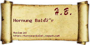 Hornung Balár névjegykártya